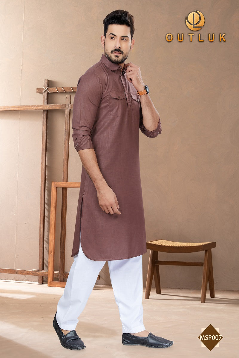 Brown Cotton Mens Pathani MSP007 New