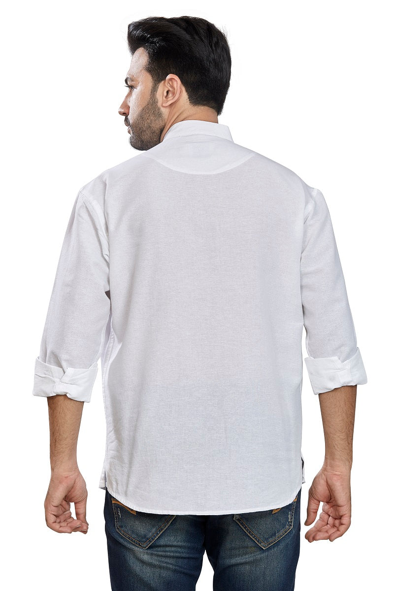 White Cotton Mens Short Kurta SK1001