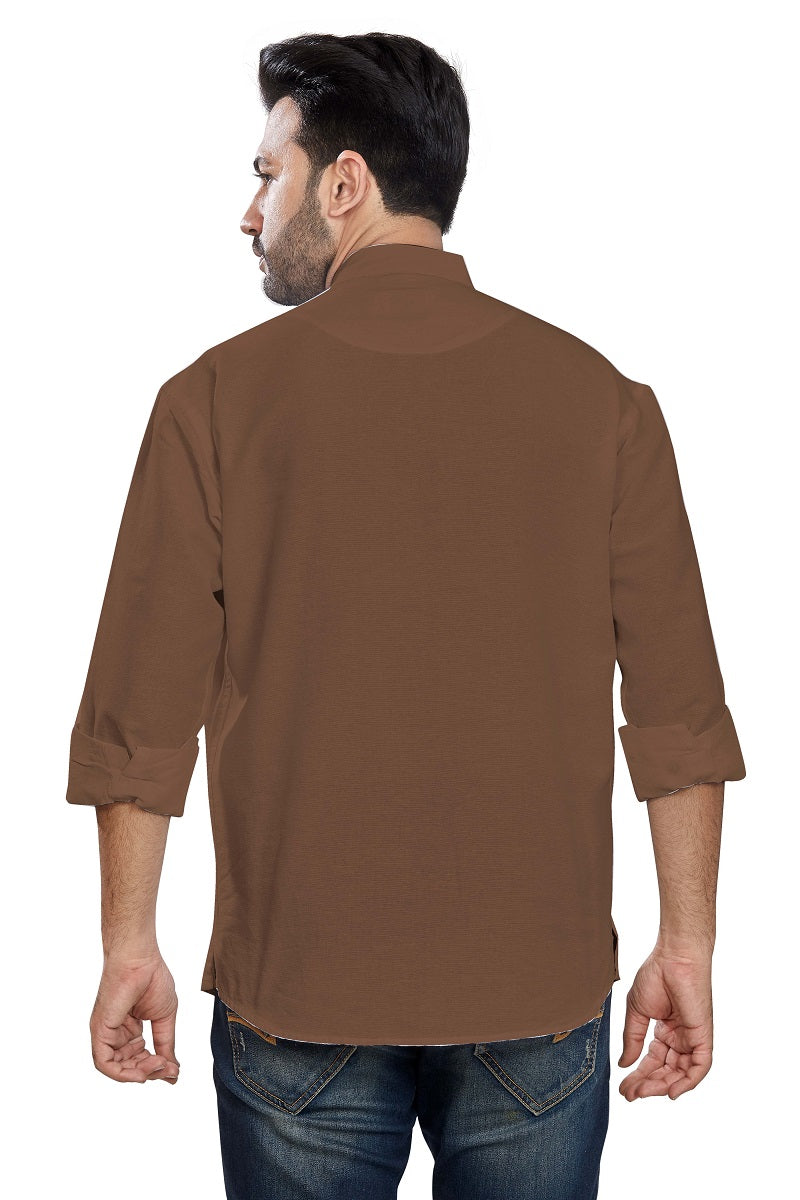 Brown Cotton Mens Short Kurta SK1007